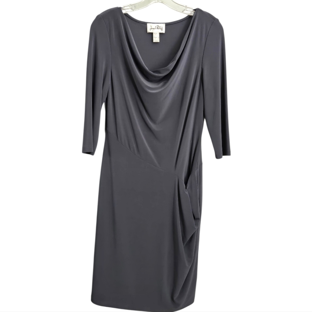 Joseph Ribkoff Gray Cowl Neck Sheath Dress, Size 8